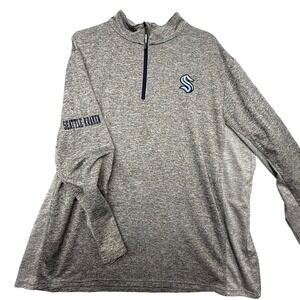 NHL Seattle Kraken Mens‎ 2XL Heather Gray Space Dye 1/4 Zip Pullover Jacket
